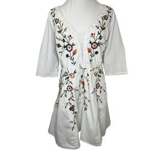 Wayward Fancies Eshakti Custom White Floral Embroidered Dress Ladies Size XL